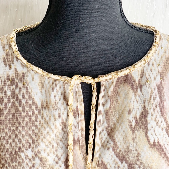 Cache sheer snake print blouse Sz M - Picture 4 of 7